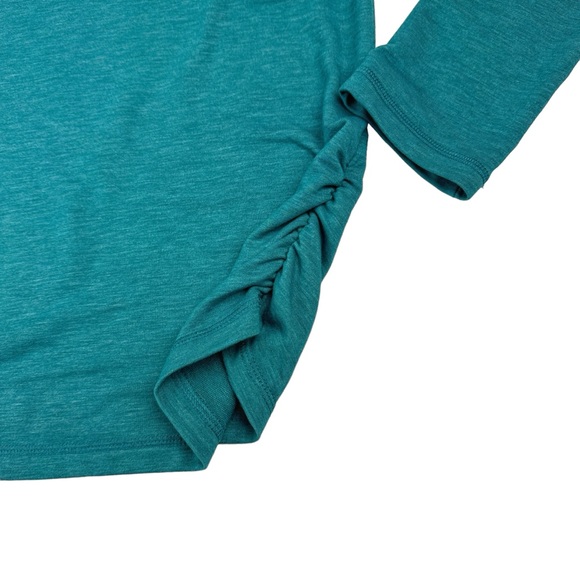 Danskin Crossover Top Large Raglan Sleeve Colonial Blue Tulip Hem Ruched Sides - Picture 12 of 15